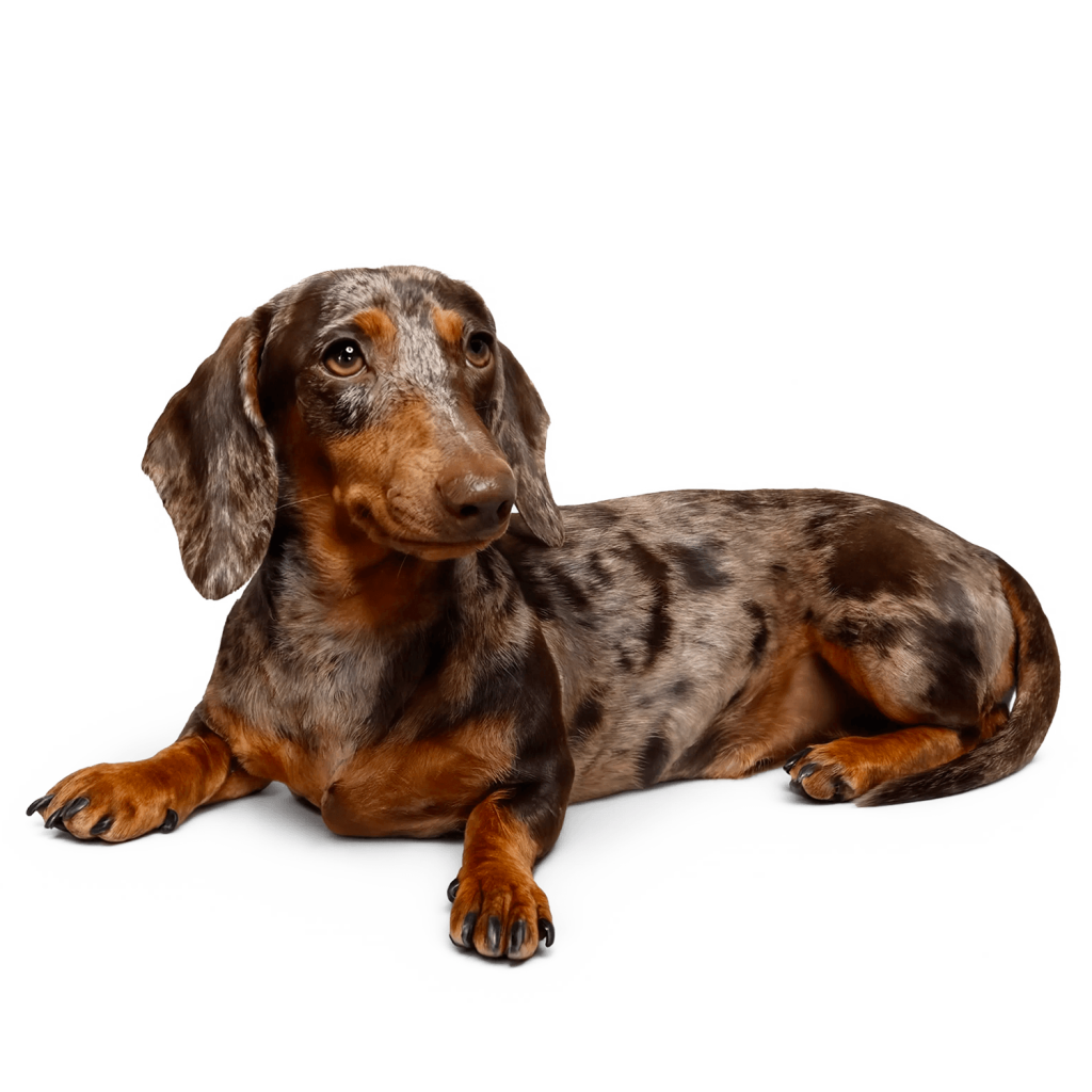 Malika I Bassotti di Olivia pelo arlecchino chocolate femmina pelo corto dachshund italiano allevamento bassotti